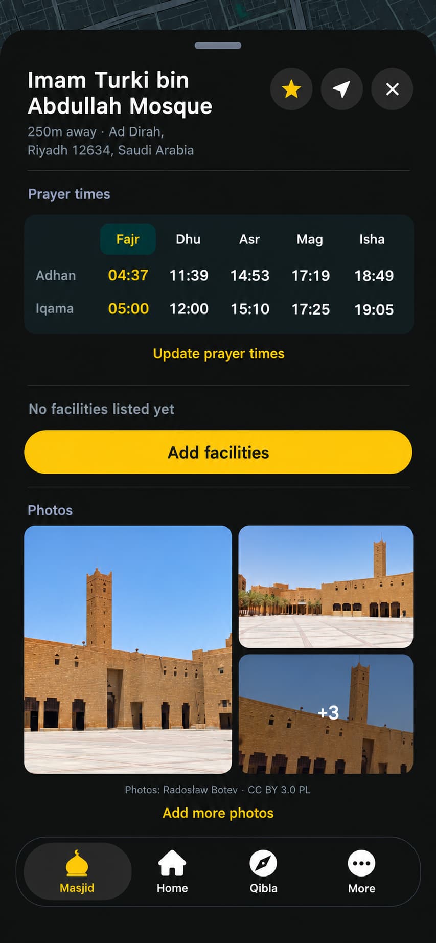 Masjid prayer information in SalahSure